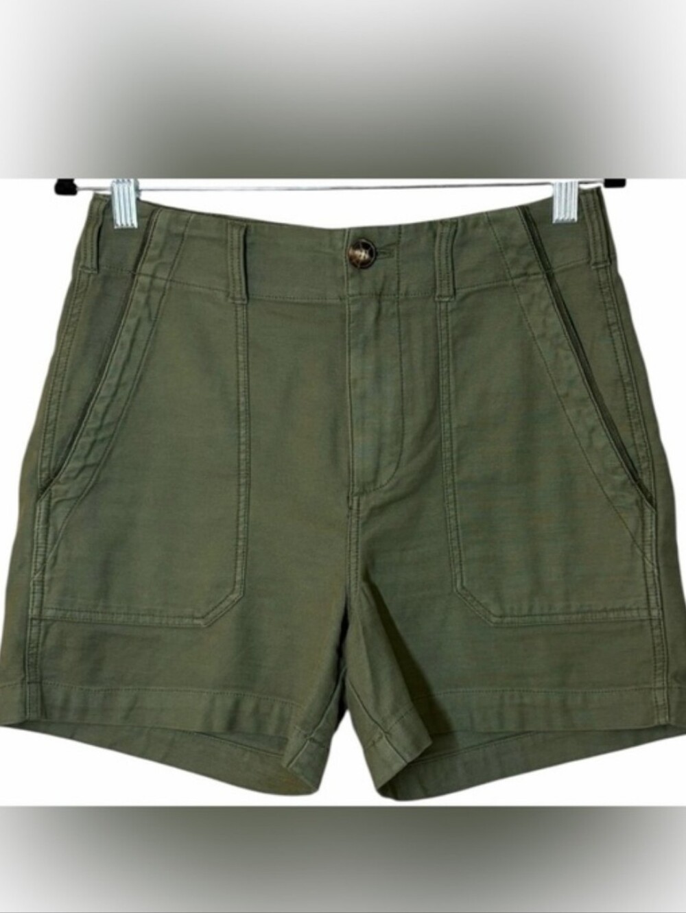 Faherty High-Waist Olive Green Utility Shorts